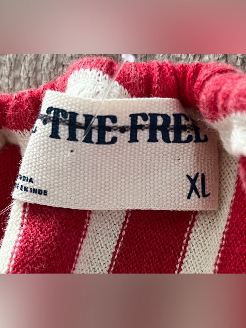 Free People 🆕 Coastal Town Red Striped Halter Top size X large - Picture 10 of 12